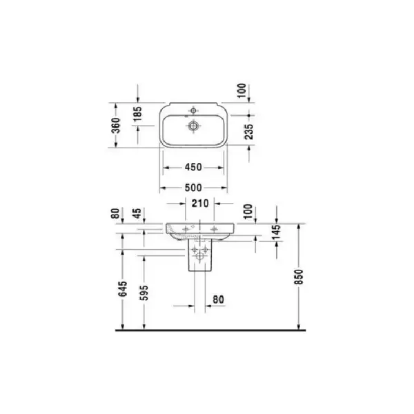 Раковина Duravit Happy D.2 50х36 см (без отв, для смесителя) (0710500060) фото 2 Aquada.com.ua