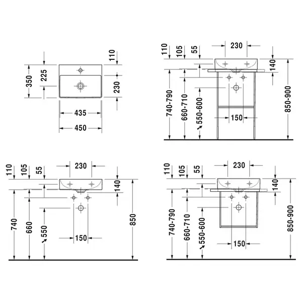 Раковина накладная на столешницу Duravit DuraSquare 45 х 35 см (0732450041) фото 2 Aquada.com.ua