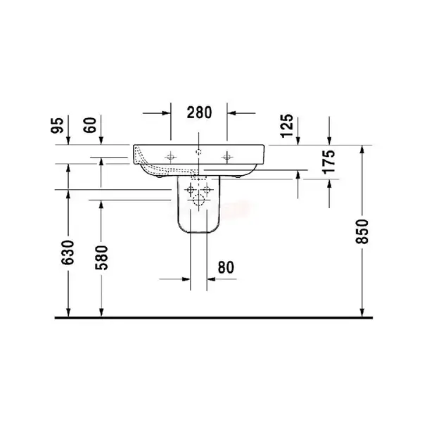 Раковина Duravit Happy D. 2 65х49,5 см (с 3 отв. под смеситель) (2316650030) фото 4 Aquada.com.ua