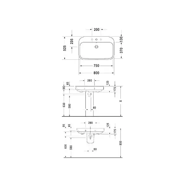 Раковина Duravit Happy D.2 80х52,5 см (2316800000) фото 2 Aquada.com.ua