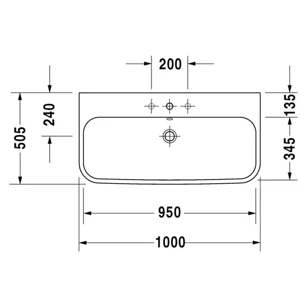 Раковина Duravit Happy D.2 100х50,5 см (с 3 отв. под смеситель) (2318100030) фото 2 Aquada.com.ua Раковина Duravit Happy D.2 100х50,5 см (с 3 отв. под смеситель) (2318100030) фото 2 Aquada.com.ua