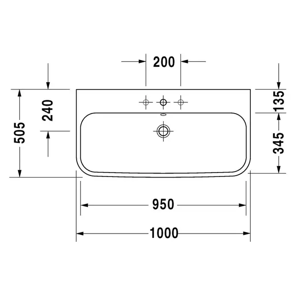 Раковина Duravit Happy D.2 100х50,5 см (без отв. под смеситель) (2318100060) фото 2 Aquada.com.ua
