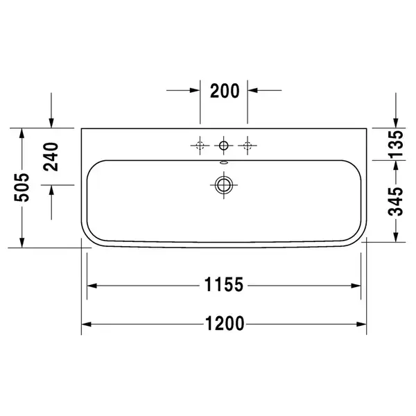 Раковина Duravit Happy D.2 120х50,5 см (с 1 отв. под смеситель, шлифованная) (2318120027) фото 2 Aquada.com.ua