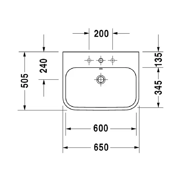 Раковина Duravit Happy D.2 65х50,5 см (с 3 отв. под смеситель) (2318650030) фото 3 Aquada.com.ua