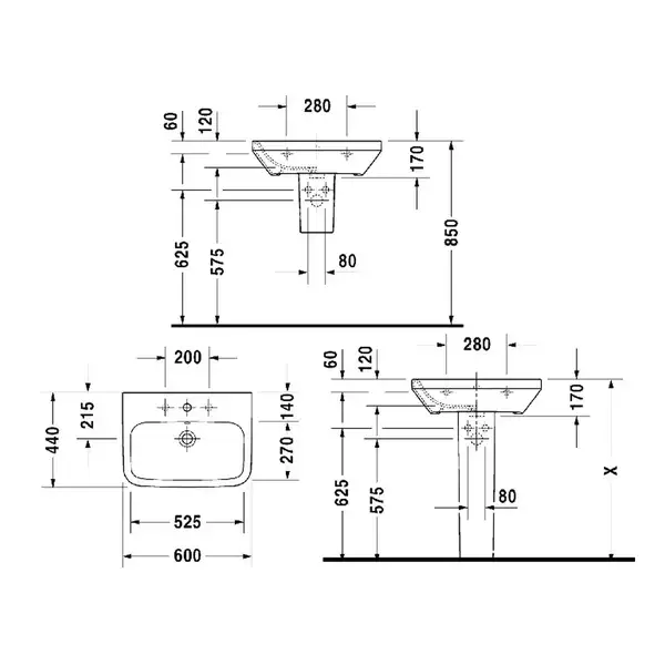 Раковина подвесная Duravit DuraStyle 60 х 44 см (2319600000) фото 5 Aquada.com.ua