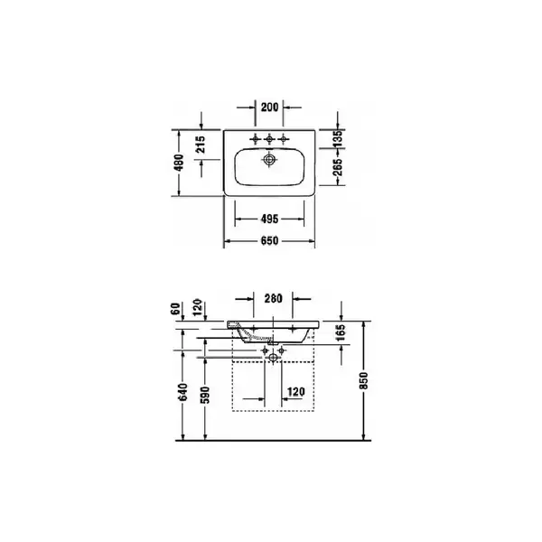 Раковина Duravit DuraStyle 65х48 см (2320650030) фото 3 Aquada.com.ua