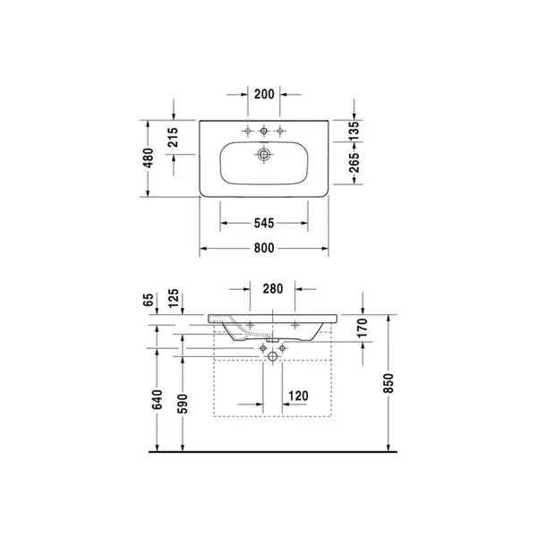 Раковина Duravit DuraStyle 80х48 см (2320800000) фото 2 Aquada.com.ua