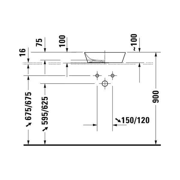 Раковина накладная на столешницу Duravit Cape Cod 40 х 36 см (2328400000) фото 3 Aquada.com.ua