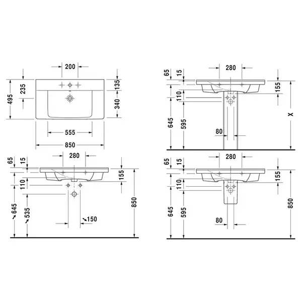 Раковина Duravit P3 Comforts 85х49,5 см (2332850000) фото 3 Aquada.com.ua Раковина Duravit P3 Comforts 85х49,5 см (2332850000) фото 3 Aquada.com.ua