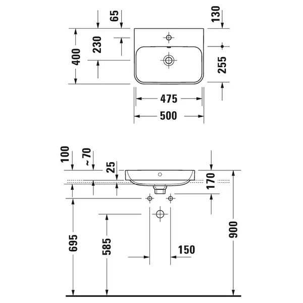 Раковина накладная на столешницу Duravit Happy D.2 Plus 50 х 40 см, белый глянцевый (2360500000) фото 2 Aquada.com.ua Раковина накладная на столешницу Duravit Happy D.2 Plus 50 х 40 см, белый глянцевый (2360500000) фото 2 Aquada.com.ua