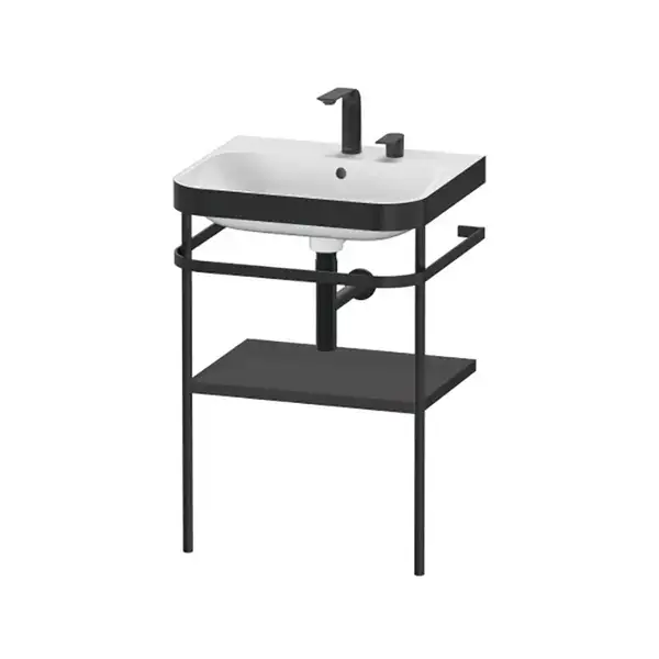 Раковина c-bonded с напольной металлической консолью Duravit Happy D.2 Plus 57,5 х 49 см (HP4735E8080) фото 1 Aquada.com.ua Раковина c-bonded с напольной металлической консолью Duravit Happy D.2 Plus 57,5 х 49 см (HP4735E8080) фото 1 Aquada.com.ua