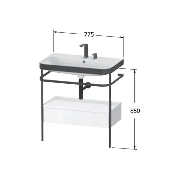 Раковина c-bonded с напольной металлической консолью Duravit Happy D.2 Plus 77,5 х 49 см (HP4742E6969) фото 2 Aquada.com.ua Раковина c-bonded с напольной металлической консолью Duravit Happy D.2 Plus 77,5 х 49 см (HP4742E6969) фото 2 Aquada.com.ua