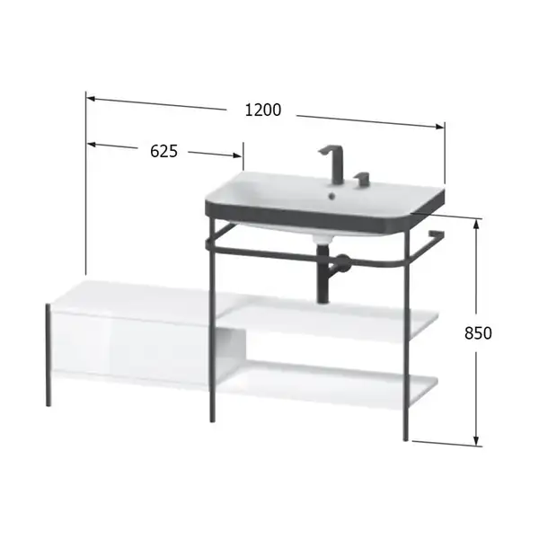 Раковина c-bonded с напольной металлической консолью Duravit Happy D.2 Plus 120 х 49 см (HP4745E6060) фото 2 Aquada.com.ua Раковина c-bonded с напольной металлической консолью Duravit Happy D.2 Plus 120 х 49 см (HP4745E6060) фото 2 Aquada.com.ua