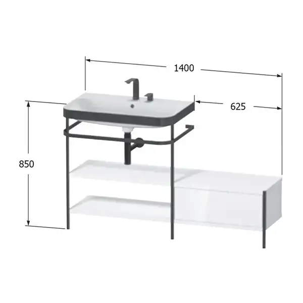 Раковина c-bonded с напольной металлической консолью Duravit Happy D.2 Plus 140 х 49 см (HP4752E8080) фото 2 Aquada.com.ua Раковина c-bonded с напольной металлической консолью Duravit Happy D.2 Plus 140 х 49 см (HP4752E8080) фото 2 Aquada.com.ua