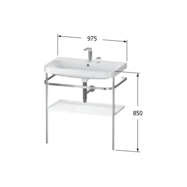 Раковина c-bonded с напольной металлической консолью Duravit Happy D.2 Plus 97,5 х 49 см (HP4838E7171) фото 2 Aquada.com.ua Раковина c-bonded с напольной металлической консолью Duravit Happy D.2 Plus 97,5 х 49 см (HP4838E7171) фото 2 Aquada.com.ua