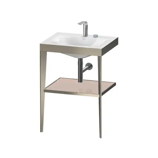 Металлическая консоль с раковиной c-bonded Duravit XViu 60 х 48 х h85 см, матовое шампанское/абрикосовый жемчуг (XV4714EB110) фото 1 Aquada.com.ua Металлическая консоль с раковиной c-bonded Duravit XViu 60 х 48 х h85 см, матовое шампанское/абрикосовый жемчуг (XV4714EB110) фото 1 Aquada.com.ua