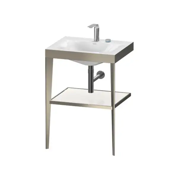 Металлическая консоль с раковиной c-bonded Duravit XViu 60 х 48 х h85 см, матовое шампанское/белый глянцевый (XV4714EB185) фото 1 Aquada.com.ua Металлическая консоль с раковиной c-bonded Duravit XViu 60 х 48 х h85 см, матовое шампанское/белый глянцевый (XV4714EB185) фото 1 Aquada.com.ua
