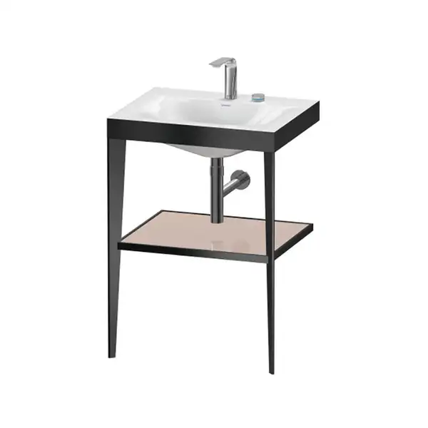 Металлическая консоль с раковиной c-bonded Duravit XViu 60 х 48 х h85 см, чёрный матовый/абрикосовый жемчуг (XV4714EB210) фото 1 Aquada.com.ua Металлическая консоль с раковиной c-bonded Duravit XViu 60 х 48 х h85 см, чёрный матовый/абрикосовый жемчуг (XV4714EB210) фото 1 Aquada.com.ua