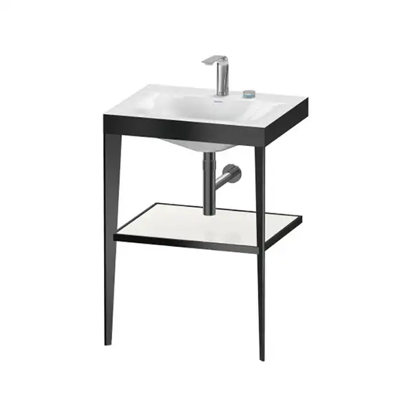 Металлическая консоль с раковиной c-bonded Duravit XViu 60 х 48 х h85 см, чёрный матовый/белый глянцевый (XV4714EB285) фото 1 Aquada.com.ua Металлическая консоль с раковиной c-bonded Duravit XViu 60 х 48 х h85 см, чёрный матовый/белый глянцевый (XV4714EB285) фото 1 Aquada.com.ua