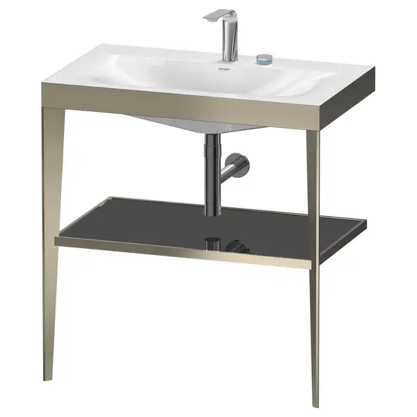 Металлическая консоль с раковиной c-bonded Duravit XViu 80 х 48 х h85 см, матовое шампанское/чёрный глянецевый (XV4715EB140) фото 1 Aquada.com.ua Металлическая консоль с раковиной c-bonded Duravit XViu 80 х 48 х h85 см, матовое шампанское/чёрный глянецевый (XV4715EB140) фото 1 Aquada.com.ua