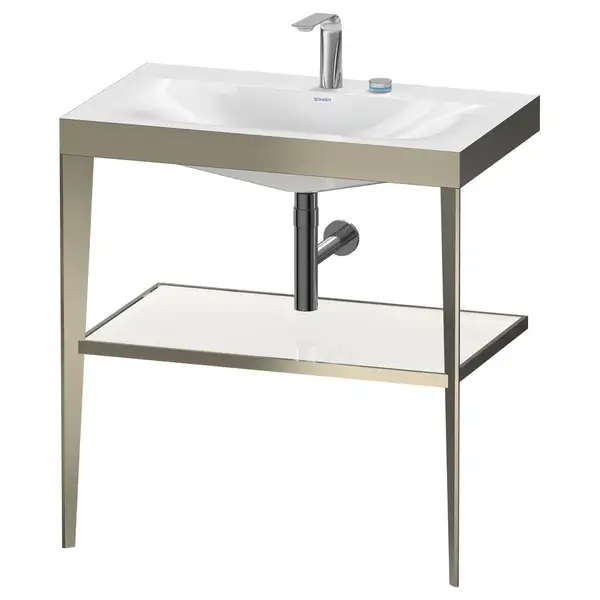 Металлическая консоль с раковиной c-bonded Duravit XViu 80 х 48 х h85 см, матовое шампанское/белый глянцевый (XV4715EB185) фото 1 Aquada.com.ua Металлическая консоль с раковиной c-bonded Duravit XViu 80 х 48 х h85 см, матовое шампанское/белый глянцевый (XV4715EB185) фото 1 Aquada.com.ua