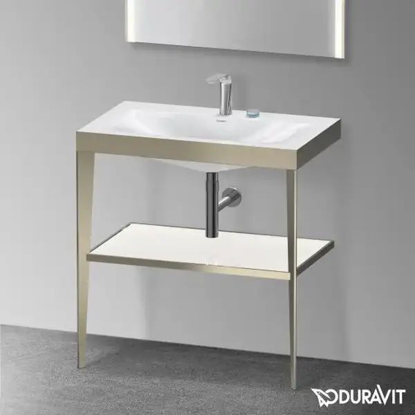 Металлическая консоль с раковиной c-bonded Duravit XViu 80 х 48 х h85 см, матовое шампанское/белый глянцевый (XV4715EB185) фото 3 Aquada.com.ua Металлическая консоль с раковиной c-bonded Duravit XViu 80 х 48 х h85 см, матовое шампанское/белый глянцевый (XV4715EB185) фото 3 Aquada.com.ua