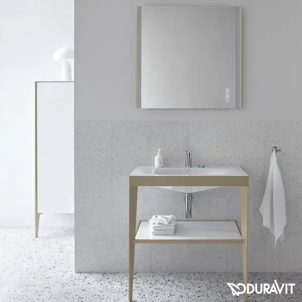 Металлическая консоль с раковиной c-bonded Duravit XViu 80 х 48 х h85 см, матовое шампанское/белый глянцевый (XV4715EB185) фото 4 Aquada.com.ua Металлическая консоль с раковиной c-bonded Duravit XViu 80 х 48 х h85 см, матовое шампанское/белый глянцевый (XV4715EB185) фото 4 Aquada.com.ua