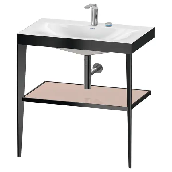 Металлическая консоль с раковиной c-bonded Duravit XViu 80 х 48 х h85 см, чёрный матовый/абрикосовый жемчуг (XV4715EB210) фото 1 Aquada.com.ua Металлическая консоль с раковиной c-bonded Duravit XViu 80 х 48 х h85 см, чёрный матовый/абрикосовый жемчуг (XV4715EB210) фото 1 Aquada.com.ua