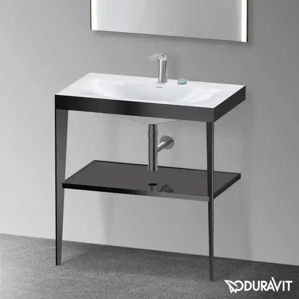 Металлическая консоль с раковиной c-bonded Duravit XViu 80 х 48 х h85 см, чёрный матовый/чёрный глянцевый (XV4715EB240) фото 2 Aquada.com.ua Металлическая консоль с раковиной c-bonded Duravit XViu 80 х 48 х h85 см, чёрный матовый/чёрный глянцевый (XV4715EB240) фото 2 Aquada.com.ua