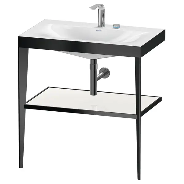 Металлическая консоль с раковиной c-bonded Duravit XViu 80 х 48 х h85 см, чёрный матовый/белый глянцевый (XV4715EB285) фото 1 Aquada.com.ua Металлическая консоль с раковиной c-bonded Duravit XViu 80 х 48 х h85 см, чёрный матовый/белый глянцевый (XV4715EB285) фото 1 Aquada.com.ua