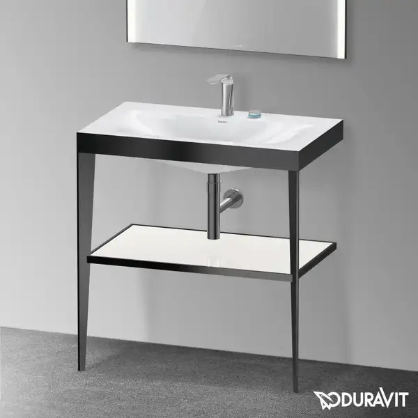 Металлическая консоль с раковиной c-bonded Duravit XViu 80 х 48 х h85 см, чёрный матовый/белый глянцевый (XV4715EB285) фото 2 Aquada.com.ua Металлическая консоль с раковиной c-bonded Duravit XViu 80 х 48 х h85 см, чёрный матовый/белый глянцевый (XV4715EB285) фото 2 Aquada.com.ua