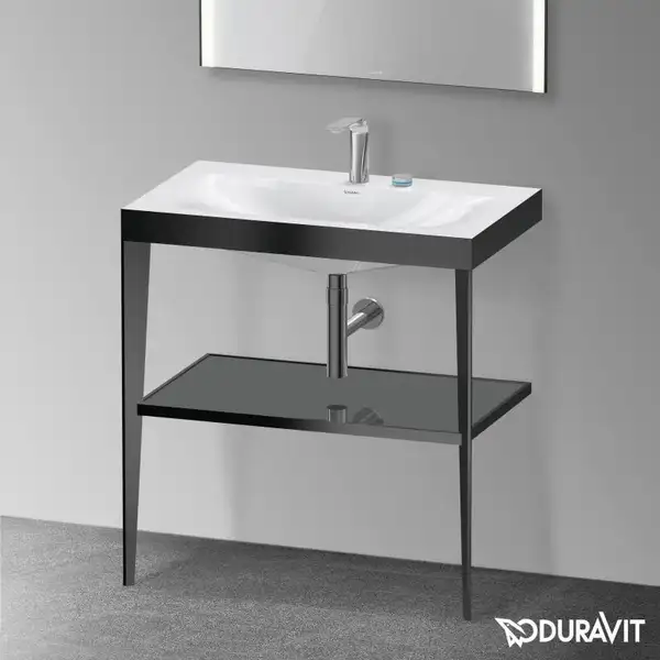 Металлическая консоль с раковиной c-bonded Duravit XViu 80 х 48 х h85 см, чёрный матовый/серый (XV4715EB289) фото 2 Aquada.com.ua Металлическая консоль с раковиной c-bonded Duravit XViu 80 х 48 х h85 см, чёрный матовый/серый (XV4715EB289) фото 2 Aquada.com.ua