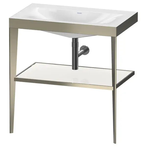Металлическая консоль с раковиной c-bonded Duravit XViu 80 х 48 х h85 см, матовое шампанское/белый глянецевый (XV4715NB185) фото 1 Aquada.com.ua Металлическая консоль с раковиной c-bonded Duravit XViu 80 х 48 х h85 см, матовое шампанское/белый глянецевый (XV4715NB185) фото 1 Aquada.com.ua