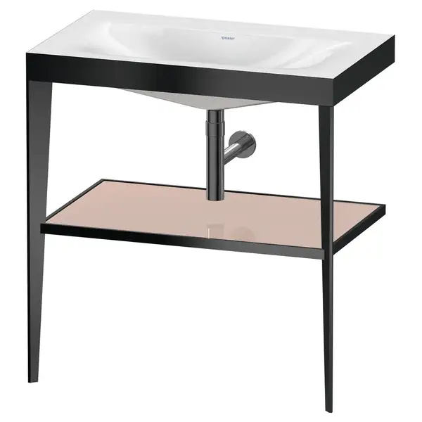 Металлическая консоль с раковиной c-bonded Duravit XViu 80 х 48 х h85 см, чёрный матовый/абрикосовый жемчуг (XV4715NB210) фото 1 Aquada.com.ua Металлическая консоль с раковиной c-bonded Duravit XViu 80 х 48 х h85 см, чёрный матовый/абрикосовый жемчуг (XV4715NB210) фото 1 Aquada.com.ua