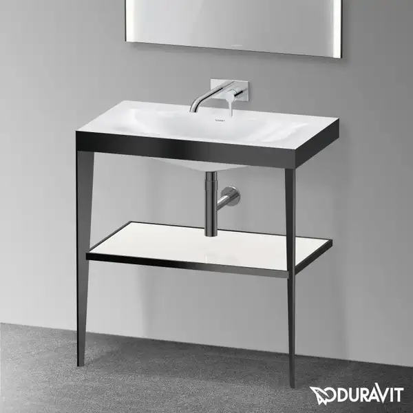 Металлическая консоль с раковиной c-bonded Duravit XViu 80 х 48 х h85 см, чёрный матовый/белый глянцевый (XV4715NB285) фото 2 Aquada.com.ua Металлическая консоль с раковиной c-bonded Duravit XViu 80 х 48 х h85 см, чёрный матовый/белый глянцевый (XV4715NB285) фото 2 Aquada.com.ua