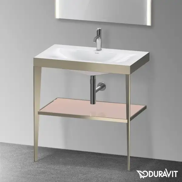 Металлическая консоль с раковиной c-bonded Duravit XViu 80 х 48 х h85 см, матовое шампанское/абрикосовый жемчуг (XV4715OB110) фото 2 Aquada.com.ua Металлическая консоль с раковиной c-bonded Duravit XViu 80 х 48 х h85 см, матовое шампанское/абрикосовый жемчуг (XV4715OB110) фото 2 Aquada.com.ua