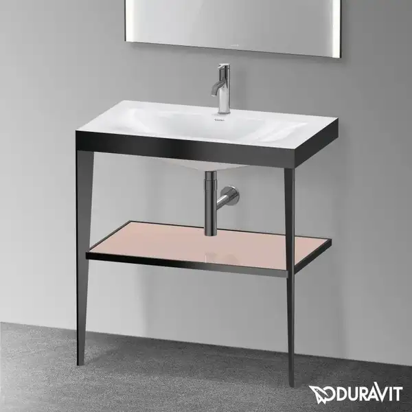 Металлическая консоль с раковиной c-bonded Duravit XViu 80 х 48 х h85 см, чёрный матовый/абрикосовый жемчуг (XV4715OB210) фото 2 Aquada.com.ua Металлическая консоль с раковиной c-bonded Duravit XViu 80 х 48 х h85 см, чёрный матовый/абрикосовый жемчуг (XV4715OB210) фото 2 Aquada.com.ua