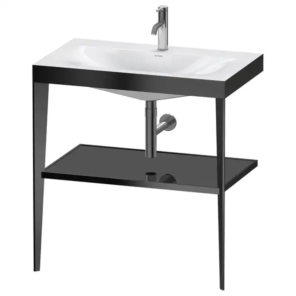 Металлическая консоль с раковиной c-bonded Duravit XViu 80 х 48 х h85 см, чёрный матовый/чёрный глянецевый (XV4715OB240) фото 1 Aquada.com.ua Металлическая консоль с раковиной c-bonded Duravit XViu 80 х 48 х h85 см, чёрный матовый/чёрный глянецевый (XV4715OB240) фото 1 Aquada.com.ua