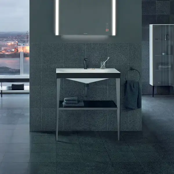 Металлическая консоль с раковиной c-bonded Duravit XViu 80 х 48 х h85 см, чёрный матовый/чёрный глянецевый (XV4715OB240) фото 3 Aquada.com.ua Металлическая консоль с раковиной c-bonded Duravit XViu 80 х 48 х h85 см, чёрный матовый/чёрный глянецевый (XV4715OB240) фото 3 Aquada.com.ua