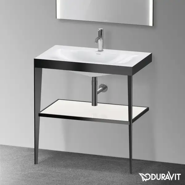Металлическая консоль с раковиной c-bonded Duravit XViu 80 х 48 х h85 см, чёрный матовый/белый глянцевый (XV4715OB285) фото 2 Aquada.com.ua Металлическая консоль с раковиной c-bonded Duravit XViu 80 х 48 х h85 см, чёрный матовый/белый глянцевый (XV4715OB285) фото 2 Aquada.com.ua