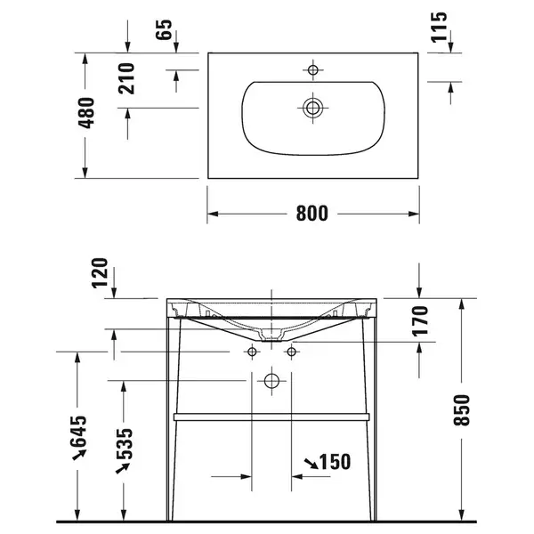 Металлическая консоль с раковиной c-bonded Duravit XViu 80 х 48 х h85 см, чёрный матовый/серый (XV4715OB289) фото 4 Aquada.com.ua Металлическая консоль с раковиной c-bonded Duravit XViu 80 х 48 х h85 см, чёрный матовый/серый (XV4715OB289) фото 4 Aquada.com.ua