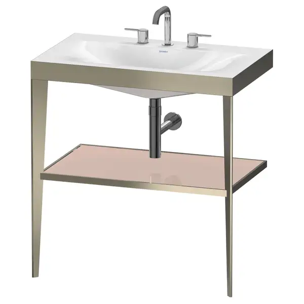 Металлическая консоль с раковиной c-bonded Duravit XViu 80 х 48 х h85 см, матовое шампанское/абрикосовый жемчуг (XV4715TB110) фото 1 Aquada.com.ua Металлическая консоль с раковиной c-bonded Duravit XViu 80 х 48 х h85 см, матовое шампанское/абрикосовый жемчуг (XV4715TB110) фото 1 Aquada.com.ua