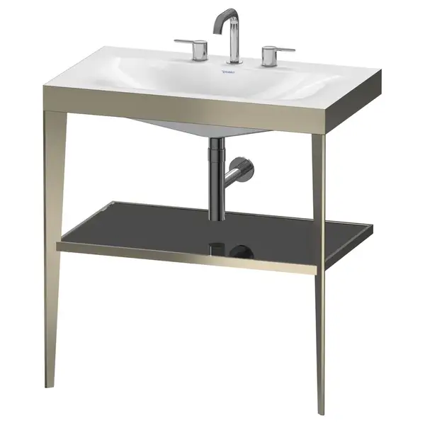 Металлическая консоль с раковиной c-bonded Duravit XViu 80 х 48 х h85 см, матовое шампанское/чёрный глянцевый (XV4715TB140) фото 1 Aquada.com.ua Металлическая консоль с раковиной c-bonded Duravit XViu 80 х 48 х h85 см, матовое шампанское/чёрный глянцевый (XV4715TB140) фото 1 Aquada.com.ua