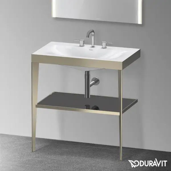 Металлическая консоль с раковиной c-bonded Duravit XViu 80 х 48 х h85 см, матовое шампанское/чёрный глянцевый (XV4715TB140) фото 2 Aquada.com.ua Металлическая консоль с раковиной c-bonded Duravit XViu 80 х 48 х h85 см, матовое шампанское/чёрный глянцевый (XV4715TB140) фото 2 Aquada.com.ua