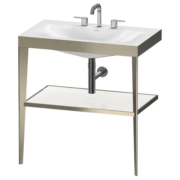 Металлическая консоль с раковиной Duravit XViu 80 х 48 х h85 см, матовое шампанское/белый матовый (XV4715TB185) фото 1 Aquada.com.ua Металлическая консоль с раковиной Duravit XViu 80 х 48 х h85 см, матовое шампанское/белый матовый (XV4715TB185) фото 1 Aquada.com.ua