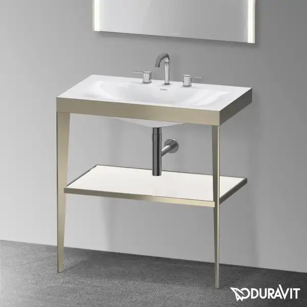 Металлическая консоль с раковиной Duravit XViu 80 х 48 х h85 см, матовое шампанское/белый матовый (XV4715TB185) фото 2 Aquada.com.ua Металлическая консоль с раковиной Duravit XViu 80 х 48 х h85 см, матовое шампанское/белый матовый (XV4715TB185) фото 2 Aquada.com.ua