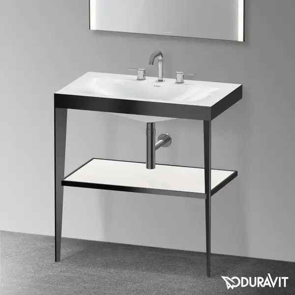 Металлическая консоль с раковиной c-bonded Duravit XViu 80 х 48 х h85 см, чёрный матовый/белый глянцевый (XV4715TB285) фото 2 Aquada.com.ua Металлическая консоль с раковиной c-bonded Duravit XViu 80 х 48 х h85 см, чёрный матовый/белый глянцевый (XV4715TB285) фото 2 Aquada.com.ua