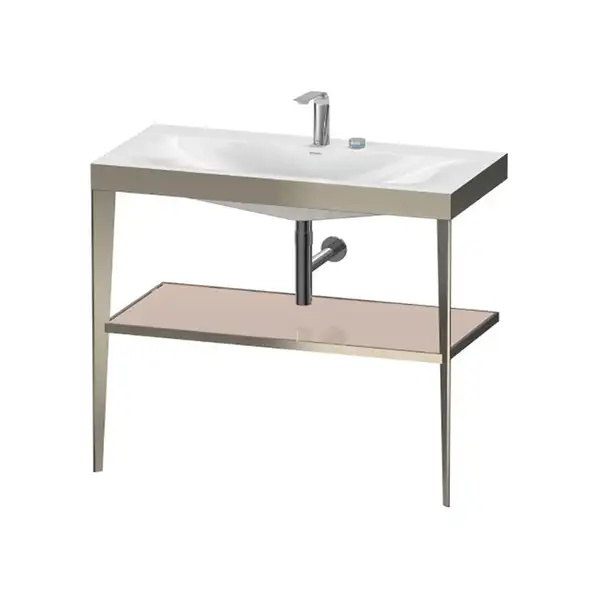 Металлическая консоль с раковиной c-bonded Duravit XViu 100 х 48 х h85 см, матовое шампанское/абрикосовый жемчуг (XV4716EB110) фото 1 Aquada.com.ua Металлическая консоль с раковиной c-bonded Duravit XViu 100 х 48 х h85 см, матовое шампанское/абрикосовый жемчуг (XV4716EB110) фото 1 Aquada.com.ua