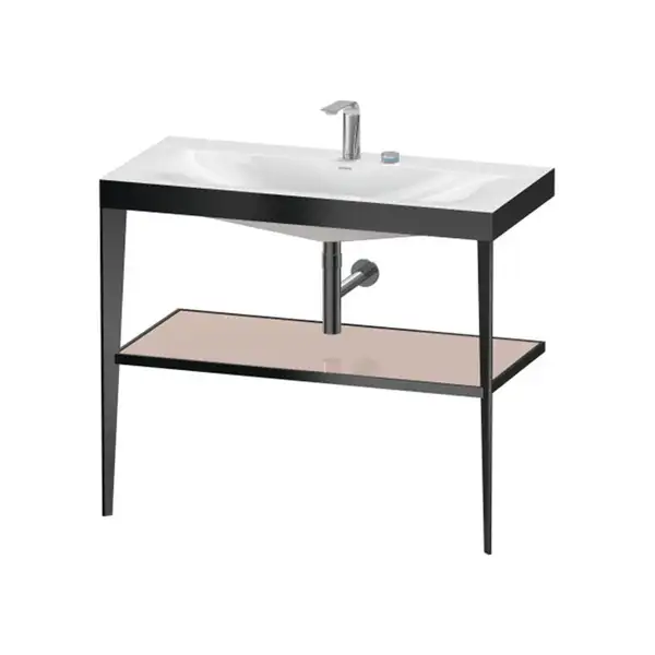 Металлическая консоль с раковиной c-bonded Duravit XViu 100 х 48 х h85 см, чёрный матовый/абрикосовый жемчуг (XV4716EB210) фото 1 Aquada.com.ua Металлическая консоль с раковиной c-bonded Duravit XViu 100 х 48 х h85 см, чёрный матовый/абрикосовый жемчуг (XV4716EB210) фото 1 Aquada.com.ua