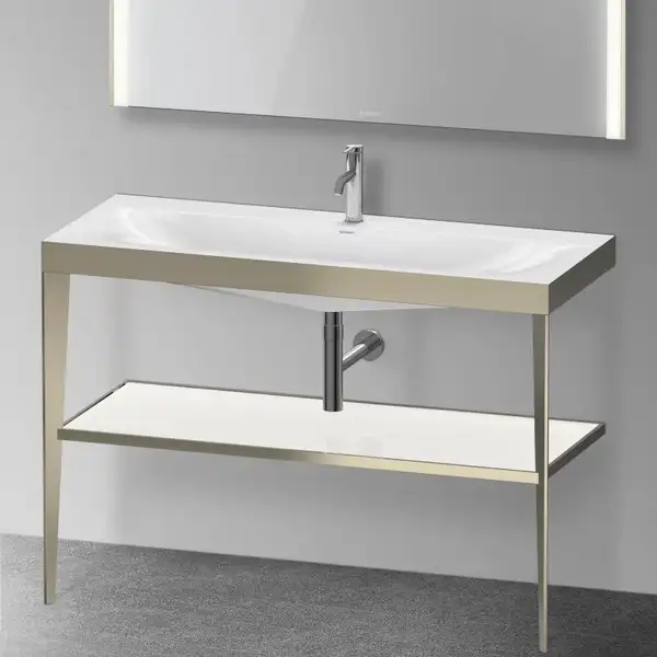 Металлическая консоль с раковиной c-bonded Duravit XViu 120 х 48 х h85 см, матовое шампанское/белый глянцевый (XV4717OB185) фото 2 Aquada.com.ua Металлическая консоль с раковиной c-bonded Duravit XViu 120 х 48 х h85 см, матовое шампанское/белый глянцевый (XV4717OB185) фото 2 Aquada.com.ua